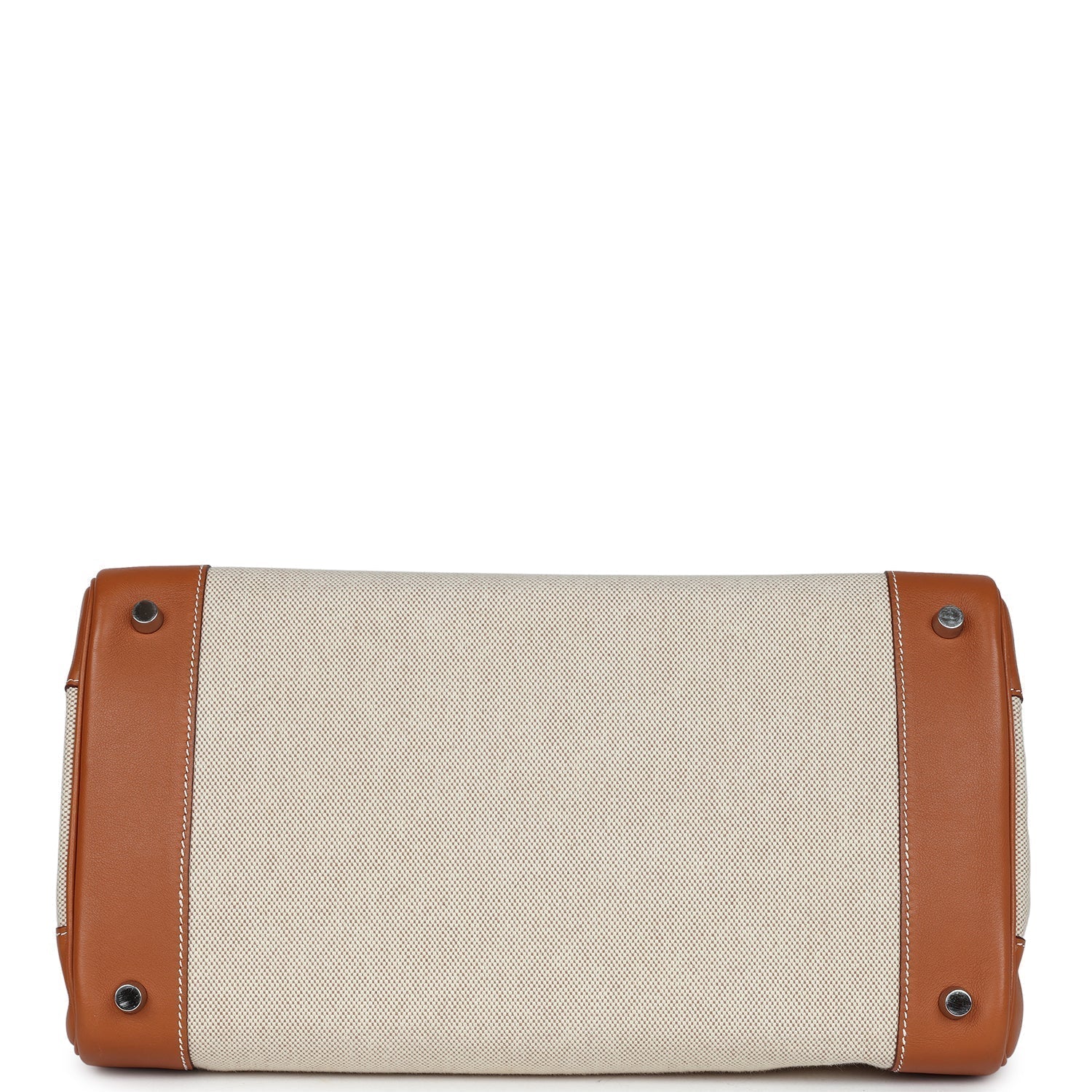 Hermes Birkin 35 Toile H and Fauve Barenia Palladium Hardware