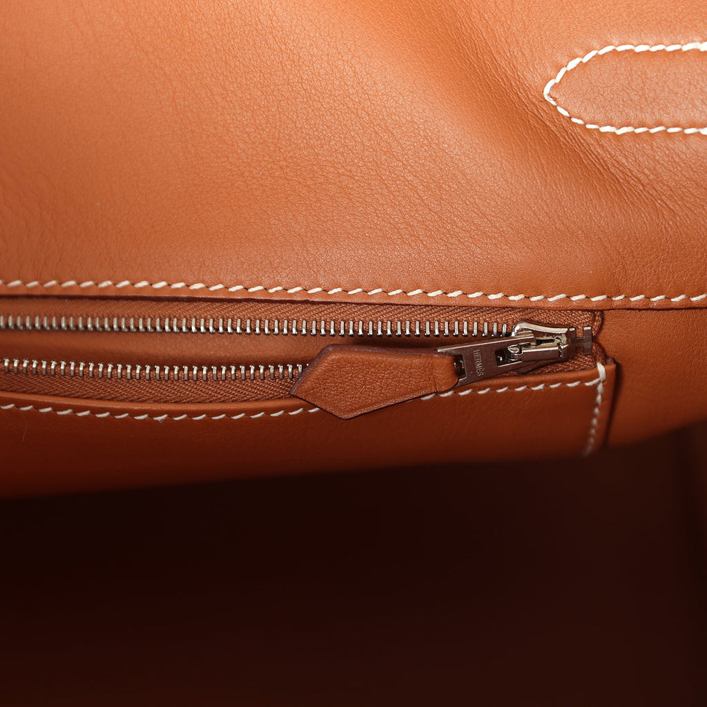 Hermes Birkin 35 Toile H and Fauve Barenia Palladium Hardware