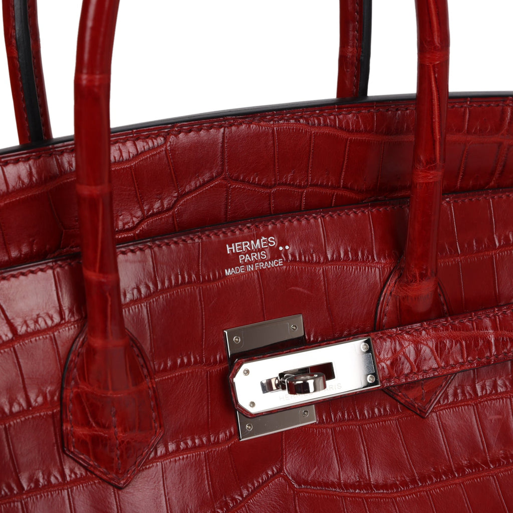 Hermes Birkin 35 Rouge H Matte Niloticus Crocodile Palladium Hardware