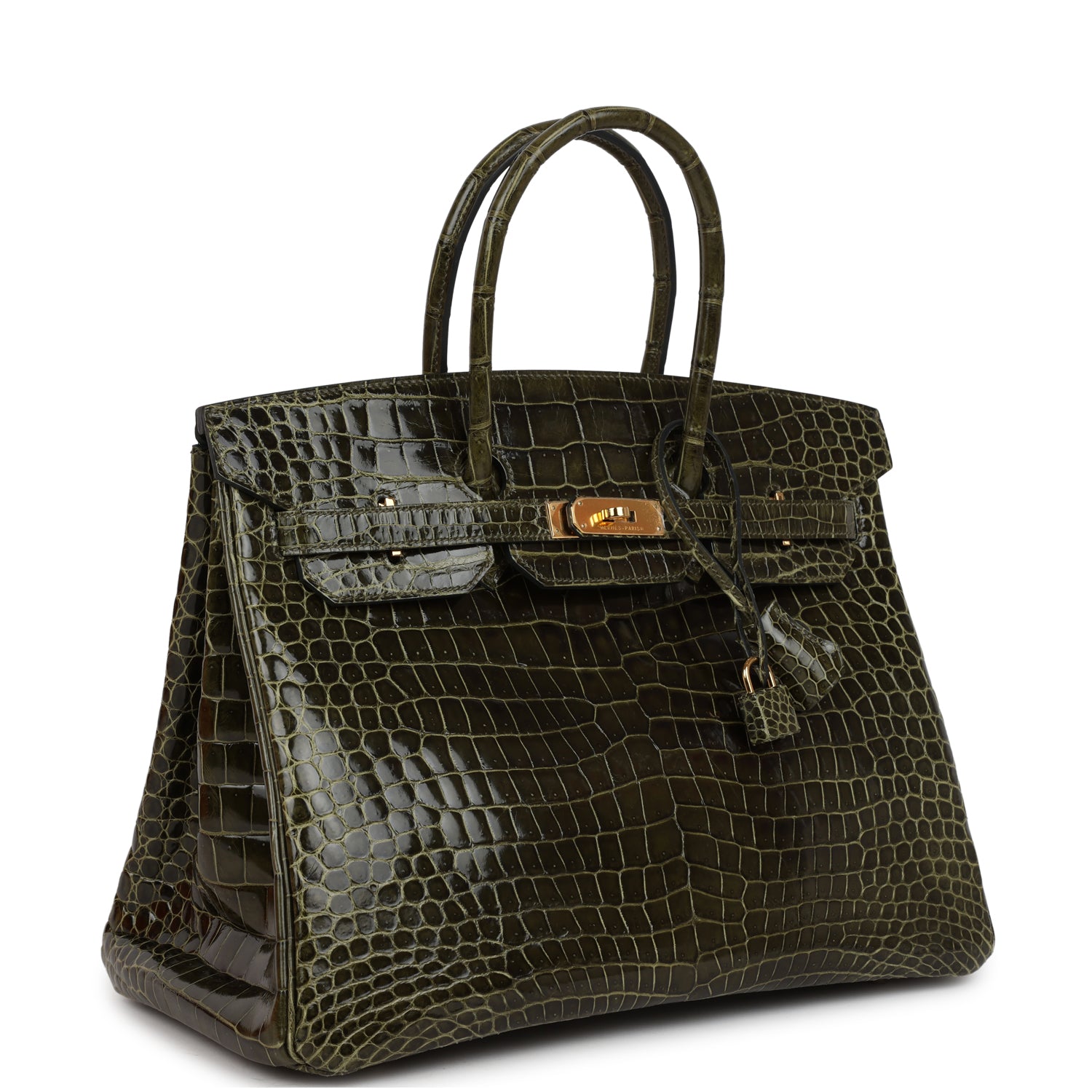 Hermes Birkin 35 Vert Veronese Shiny Porosus Crocodile Gold Hardware