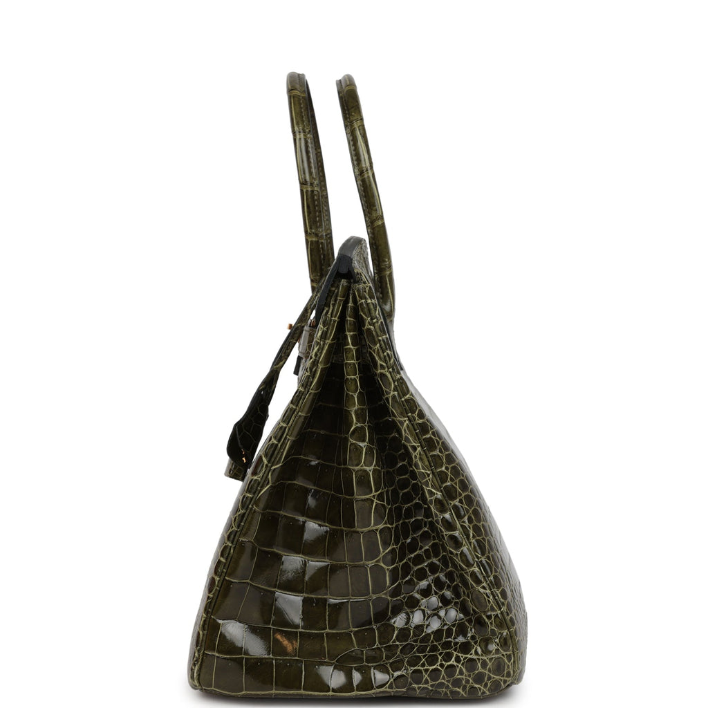 Hermes Birkin 35 Vert Veronese Shiny Porosus Crocodile Gold Hardware