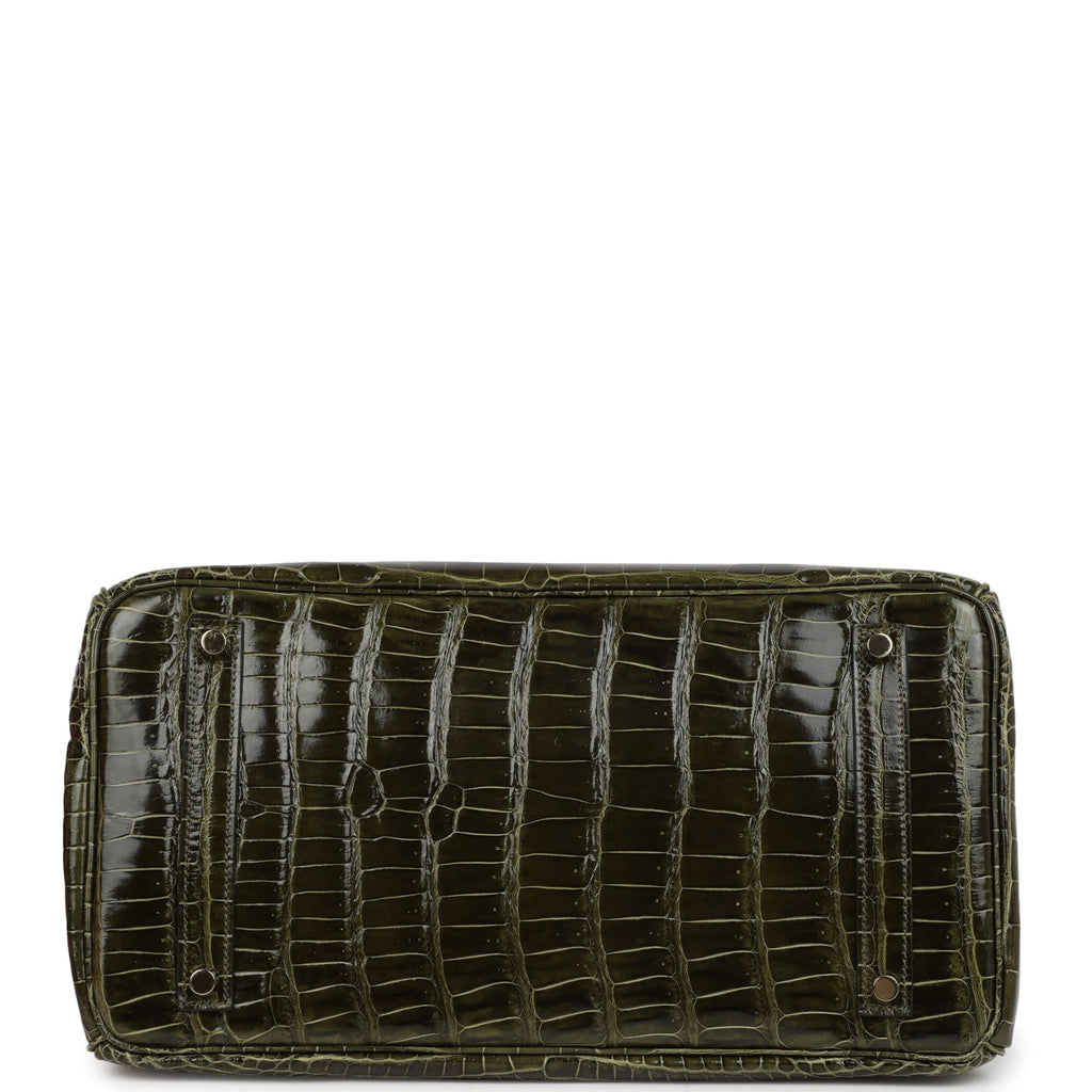 Hermes Birkin 35 Vert Veronese Shiny Porosus Crocodile Gold Hardware