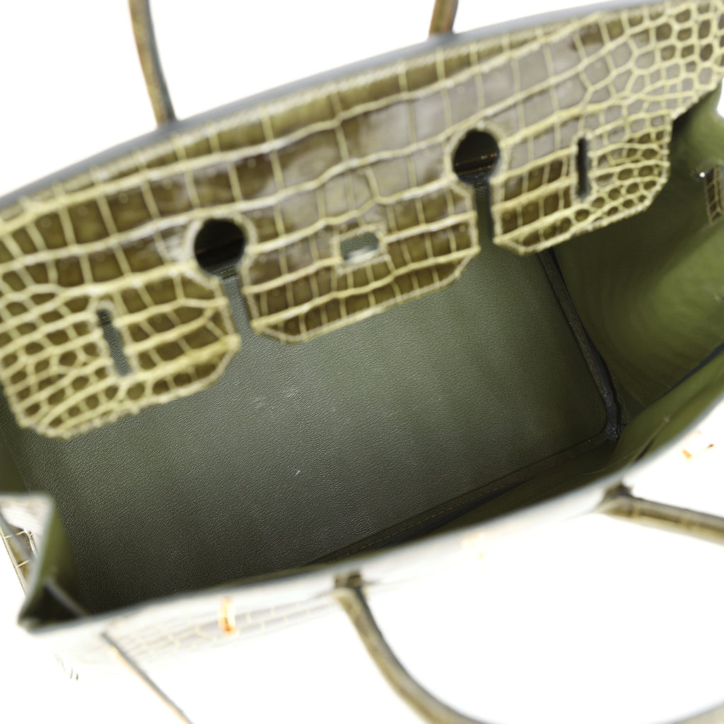 Hermes Birkin 35 Vert Veronese Shiny Porosus Crocodile Gold Hardware