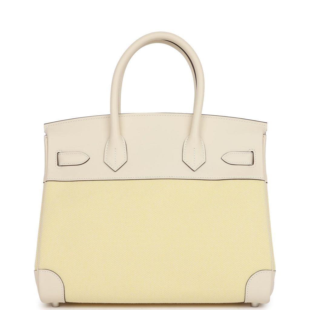 Hermes Quadrille Birkin 30 Nata Swift and Jaune Poussin Toile Palladium Hardware