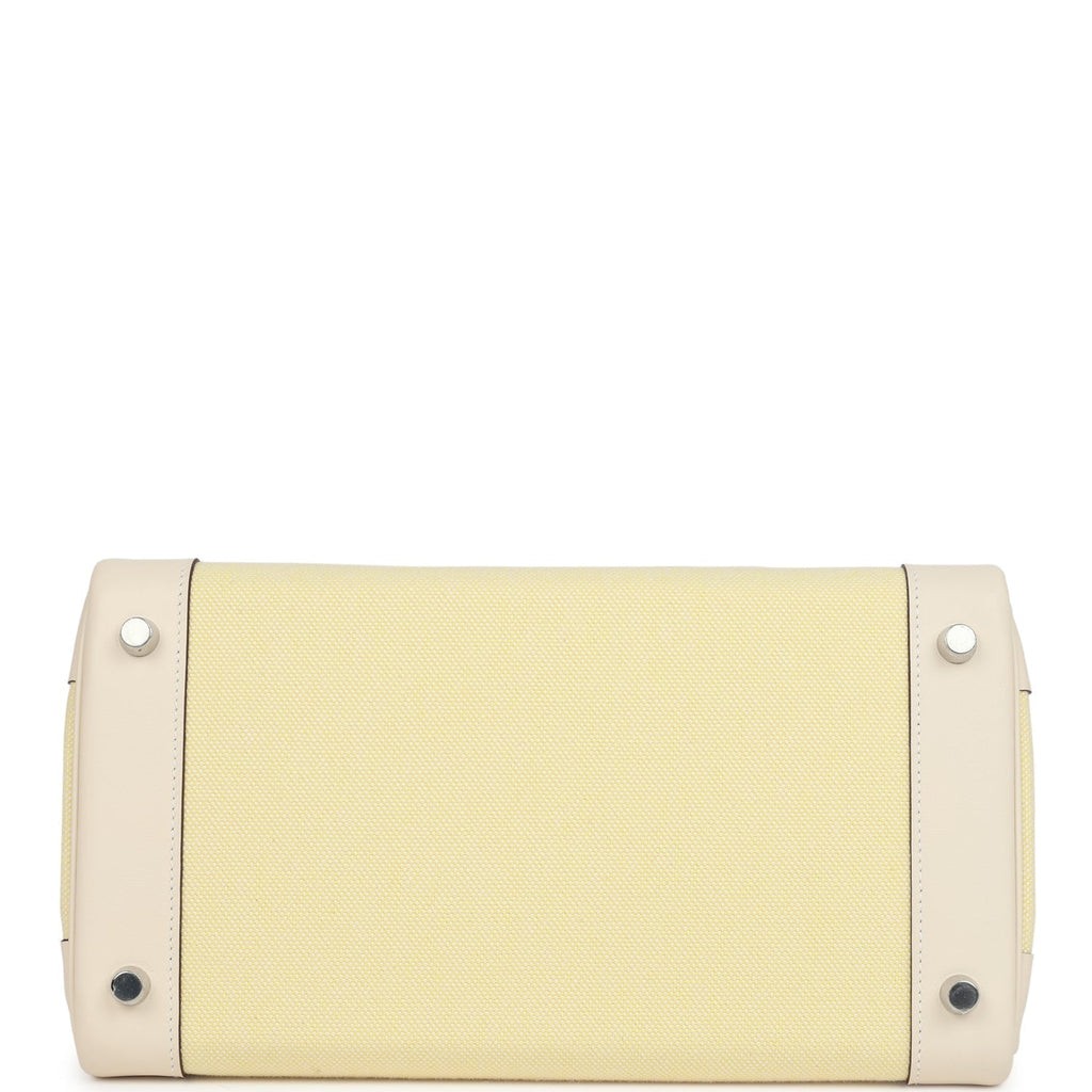 Hermes Quadrille Birkin 30 Nata Swift and Jaune Poussin Toile Palladium Hardware