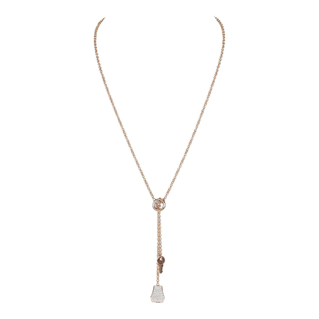 Hermes Kelly Clochette Necklace PM Diamonds 18K Rose Gold Hardware