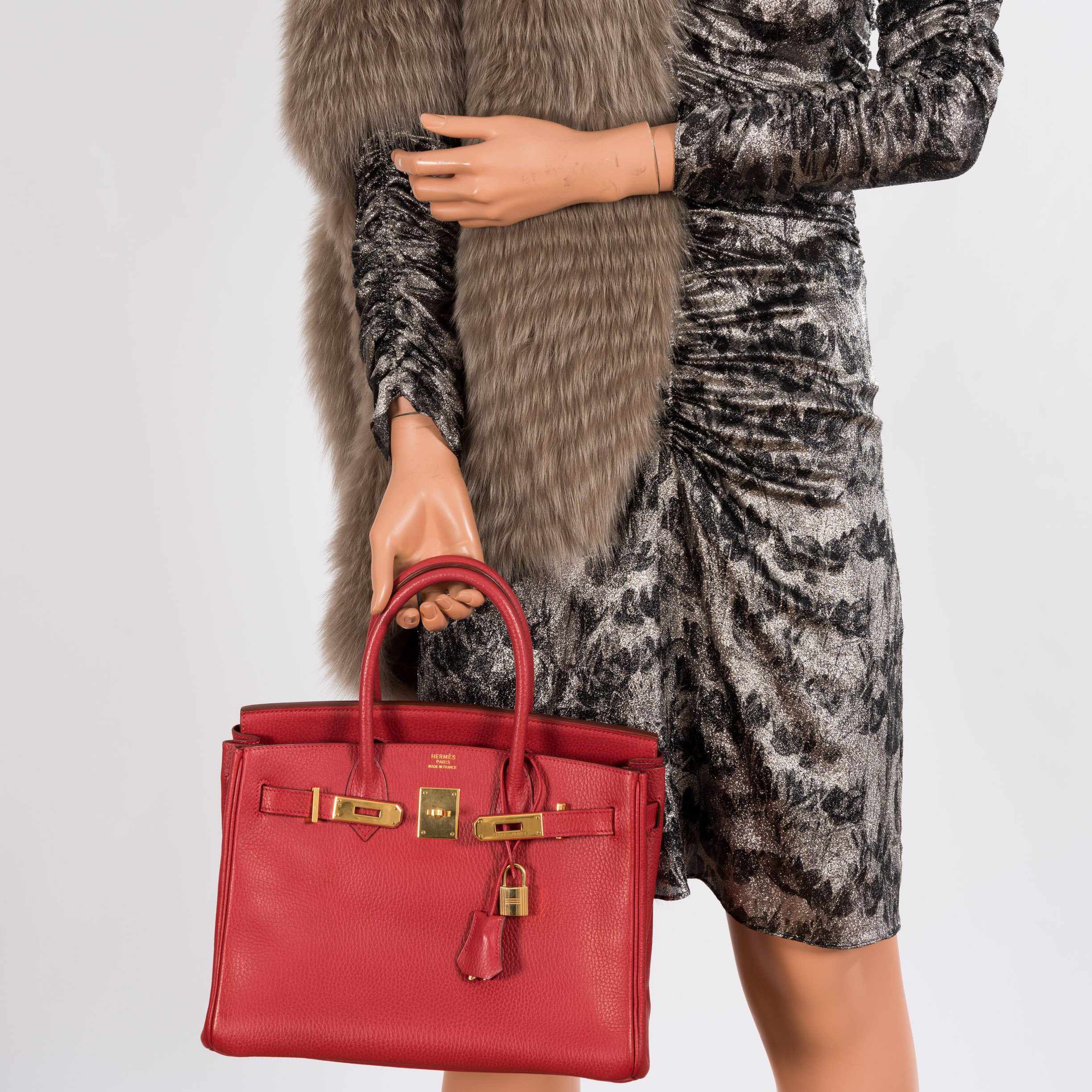 Hermes Birkin 30 Rouge Vif Ardennes Gold Hardware