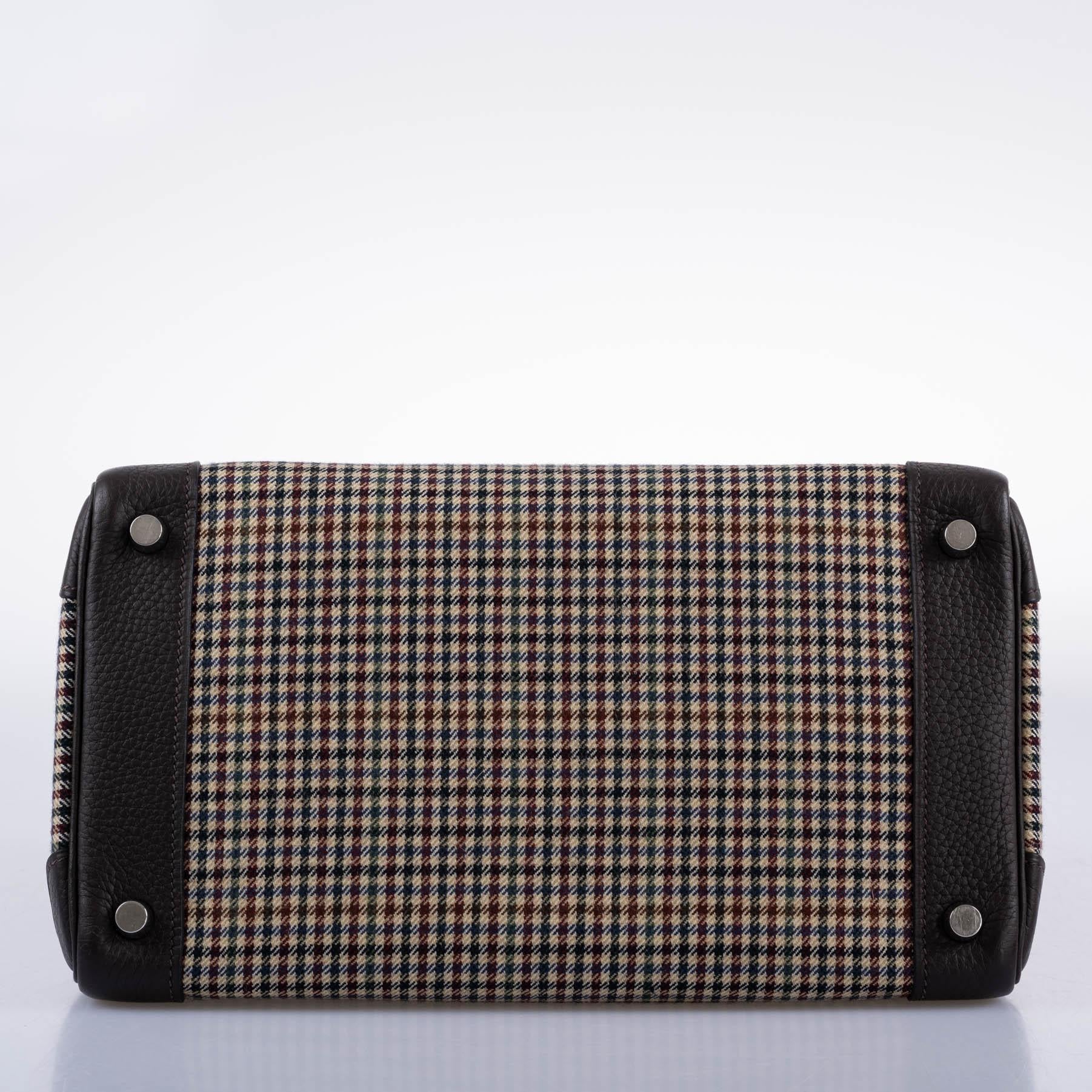 Hermes Birkin 30 Togo And Plaid Wool Lainage Palladium Hardware