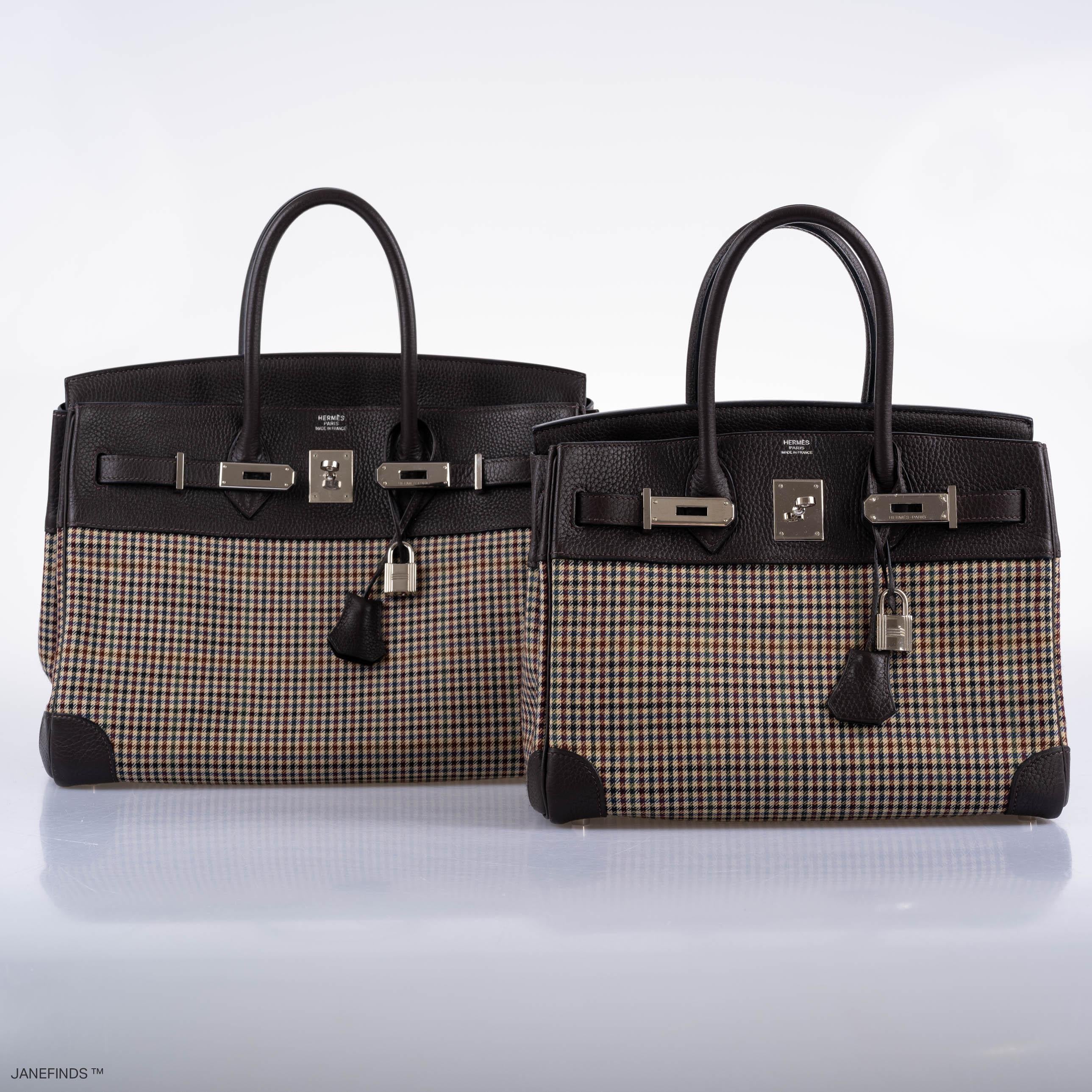 Hermes Birkin 30 Togo And Plaid Wool Lainage Palladium Hardware