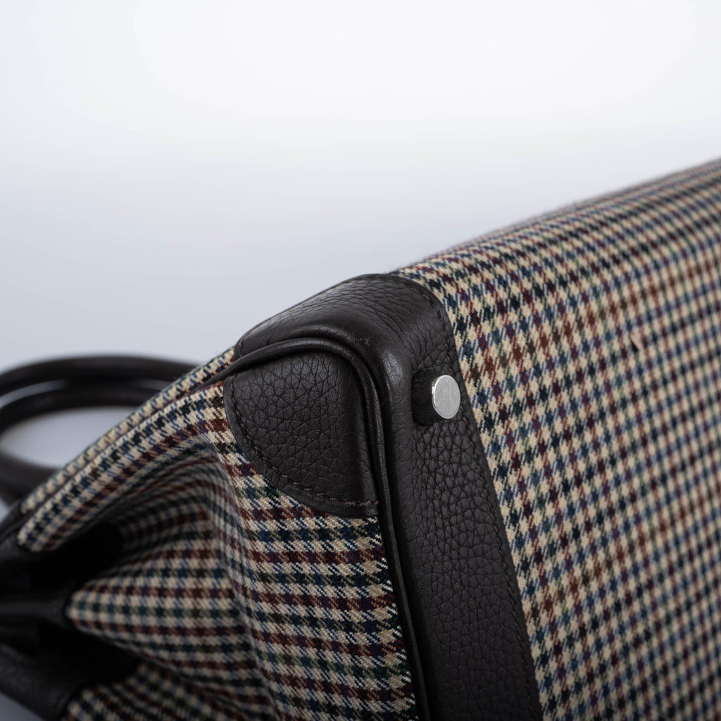 Hermes Birkin 30 Togo And Plaid Wool Lainage Palladium Hardware