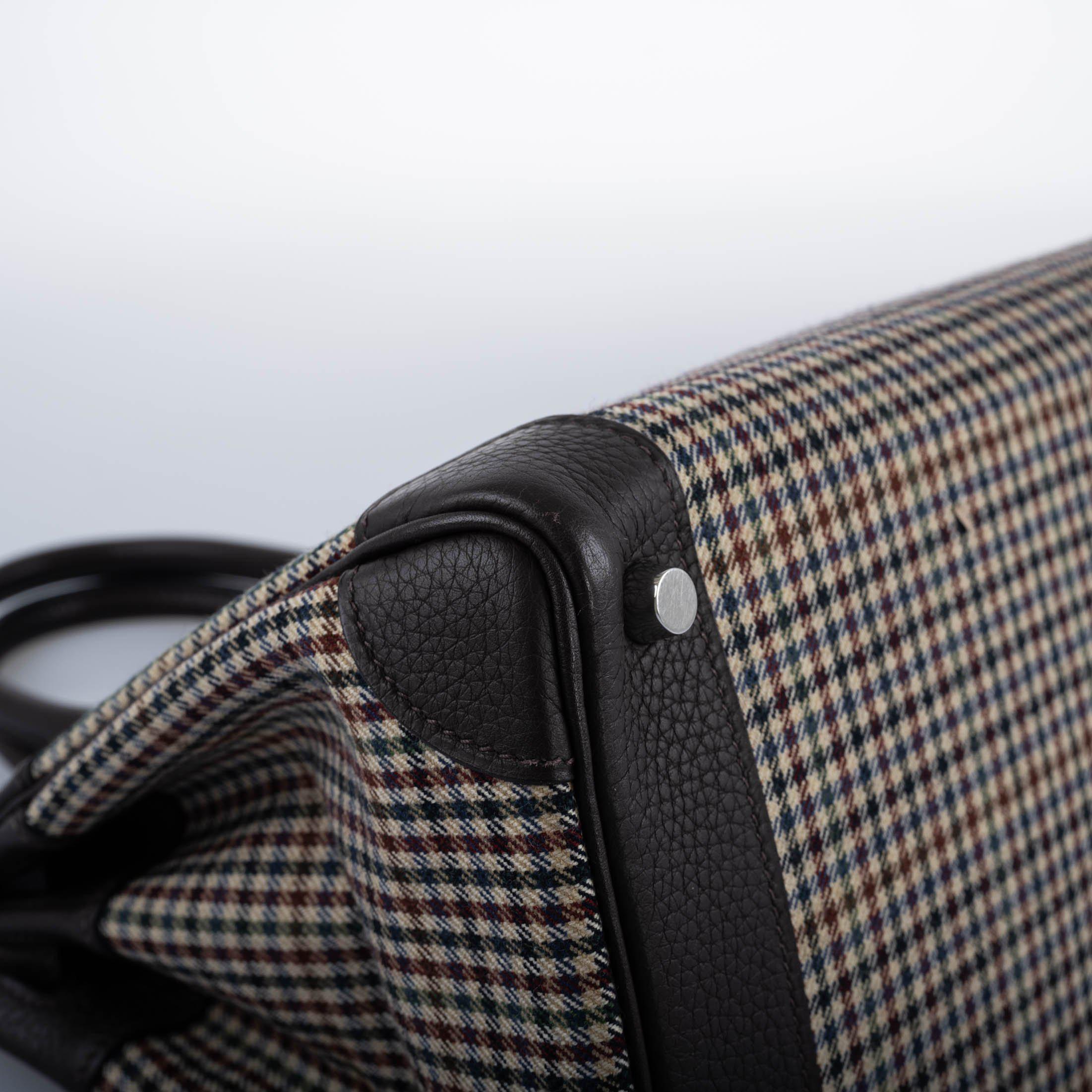 Hermes Birkin 30 Togo And Plaid Wool Lainage Palladium Hardware