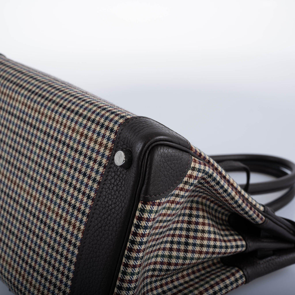 Hermes Birkin 30 Togo And Plaid Wool Lainage Palladium Hardware