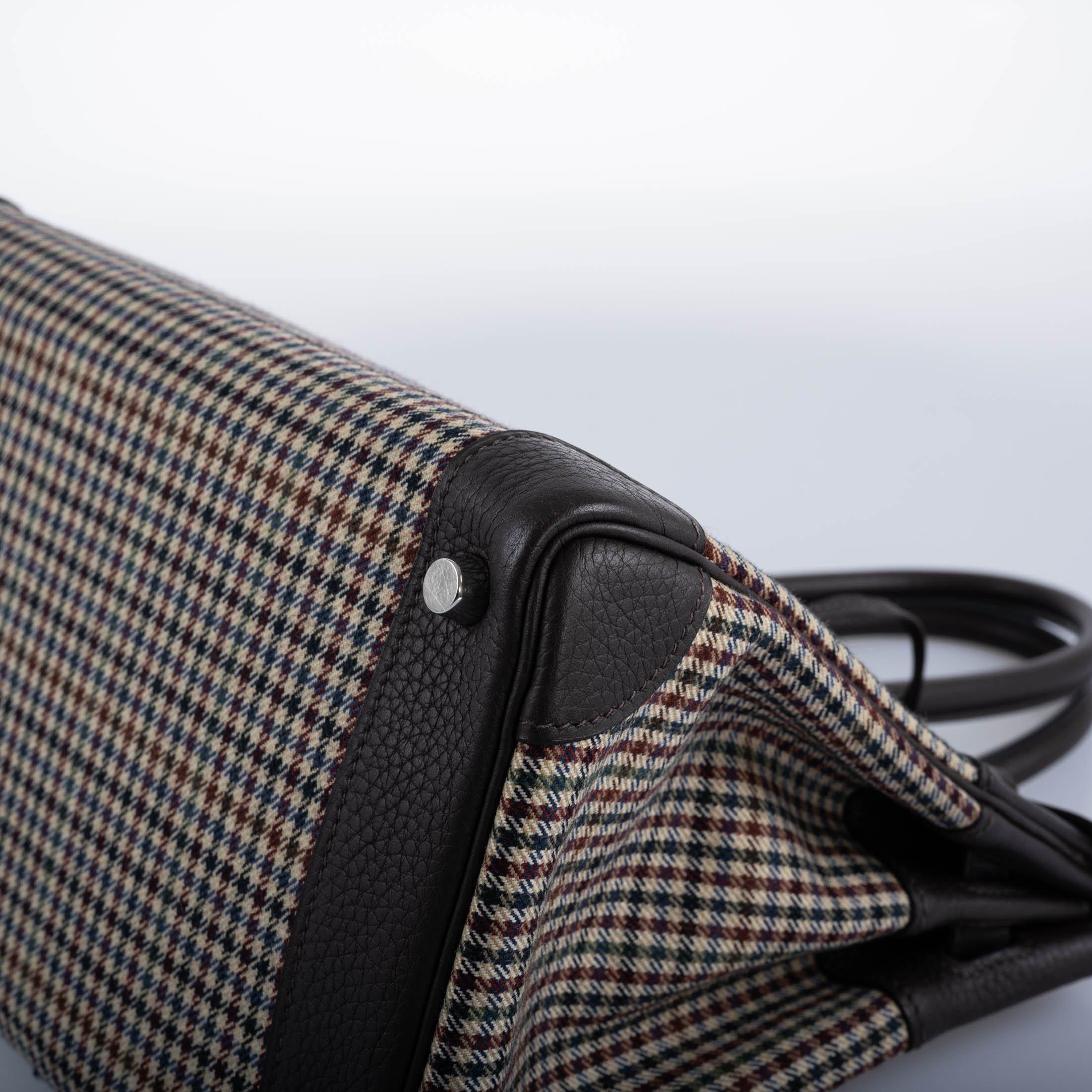 Hermes Birkin 30 Togo And Plaid Wool Lainage Palladium Hardware