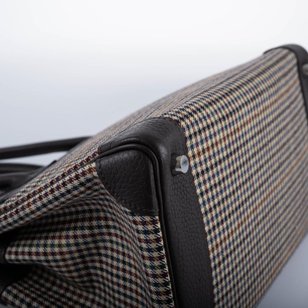 Hermes Birkin 30 Togo And Plaid Wool Lainage Palladium Hardware