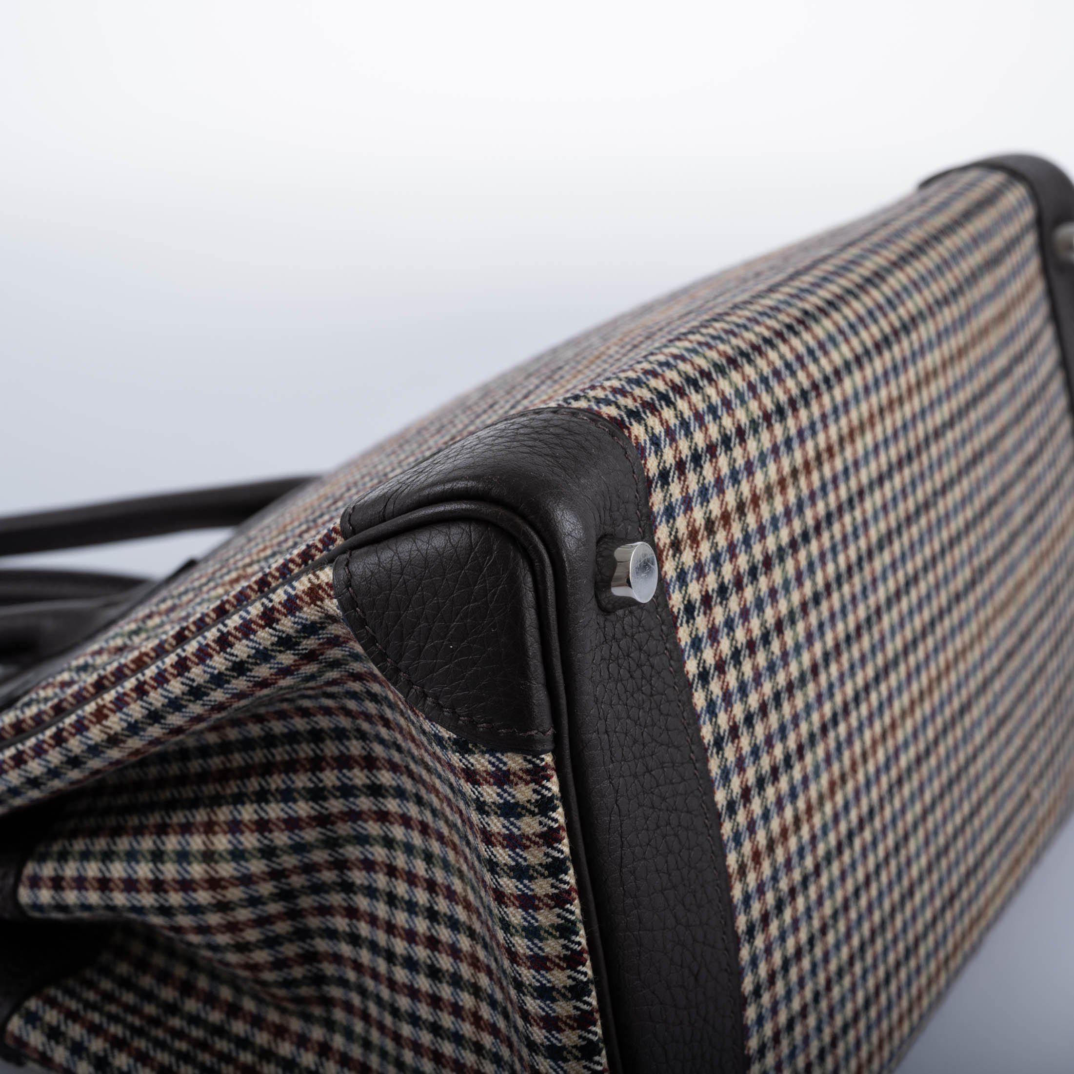 Hermes Birkin 30 Togo And Plaid Wool Lainage Palladium Hardware