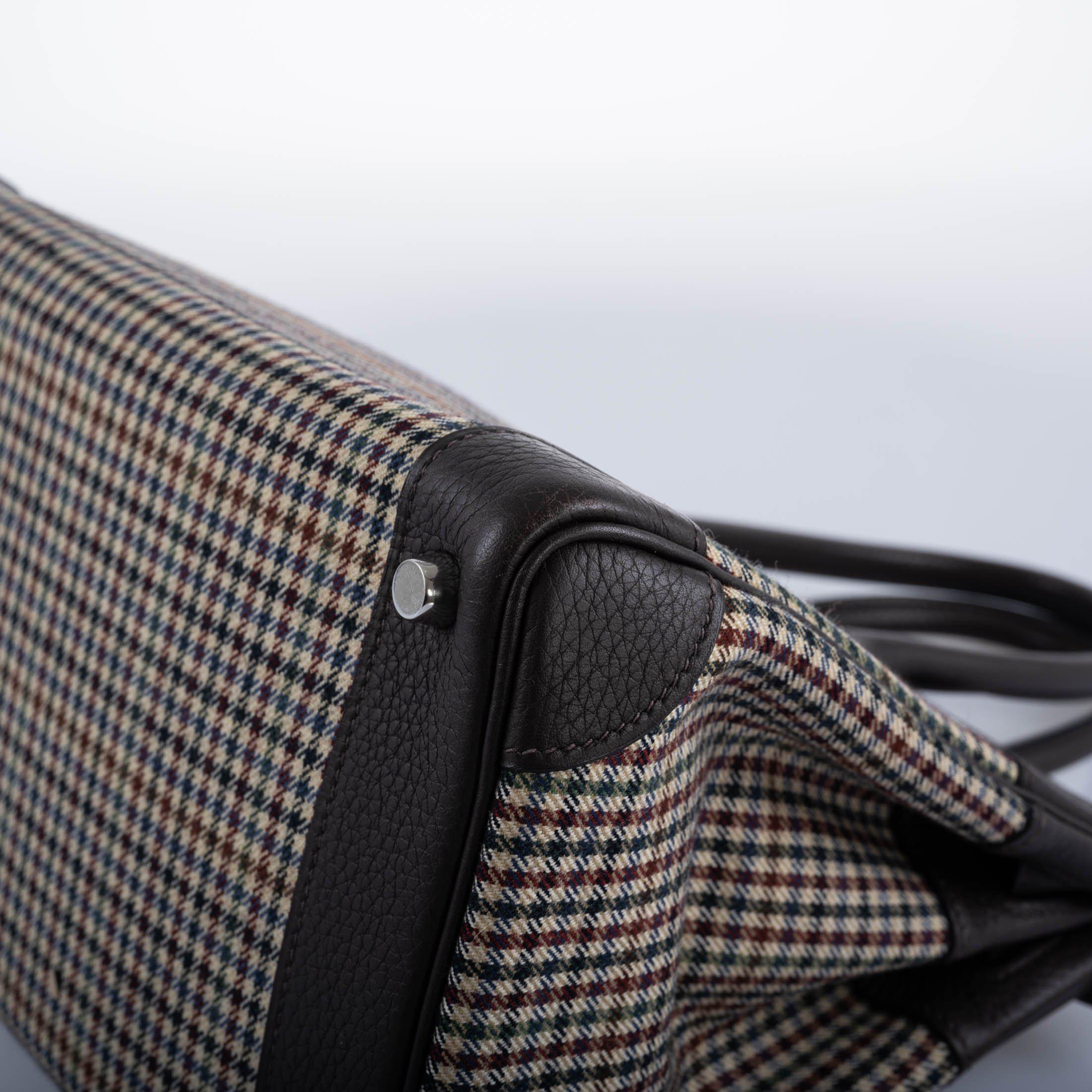 Hermes Birkin 30 Togo And Plaid Wool Lainage Palladium Hardware