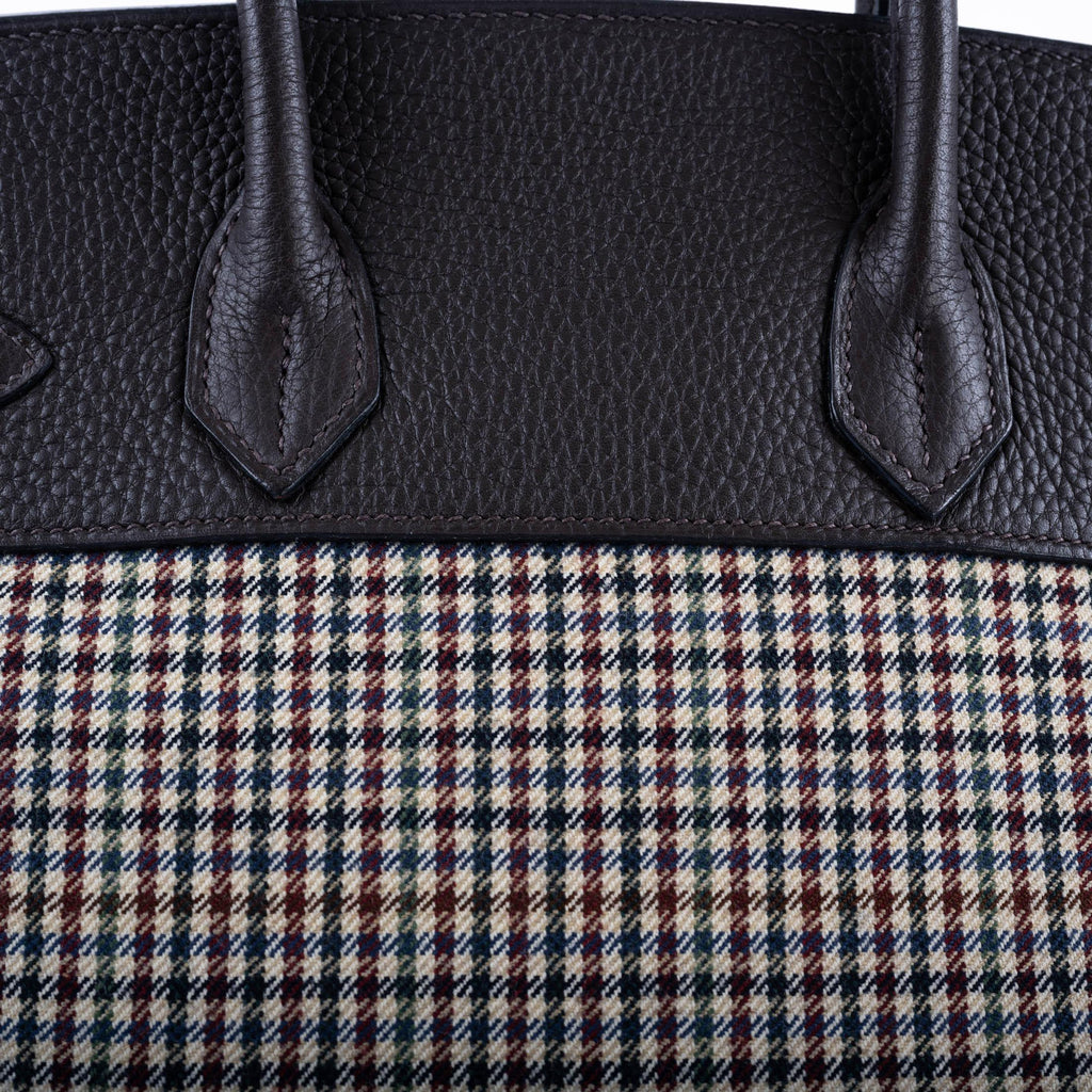 Hermes Birkin 30 Togo And Plaid Wool Lainage Palladium Hardware