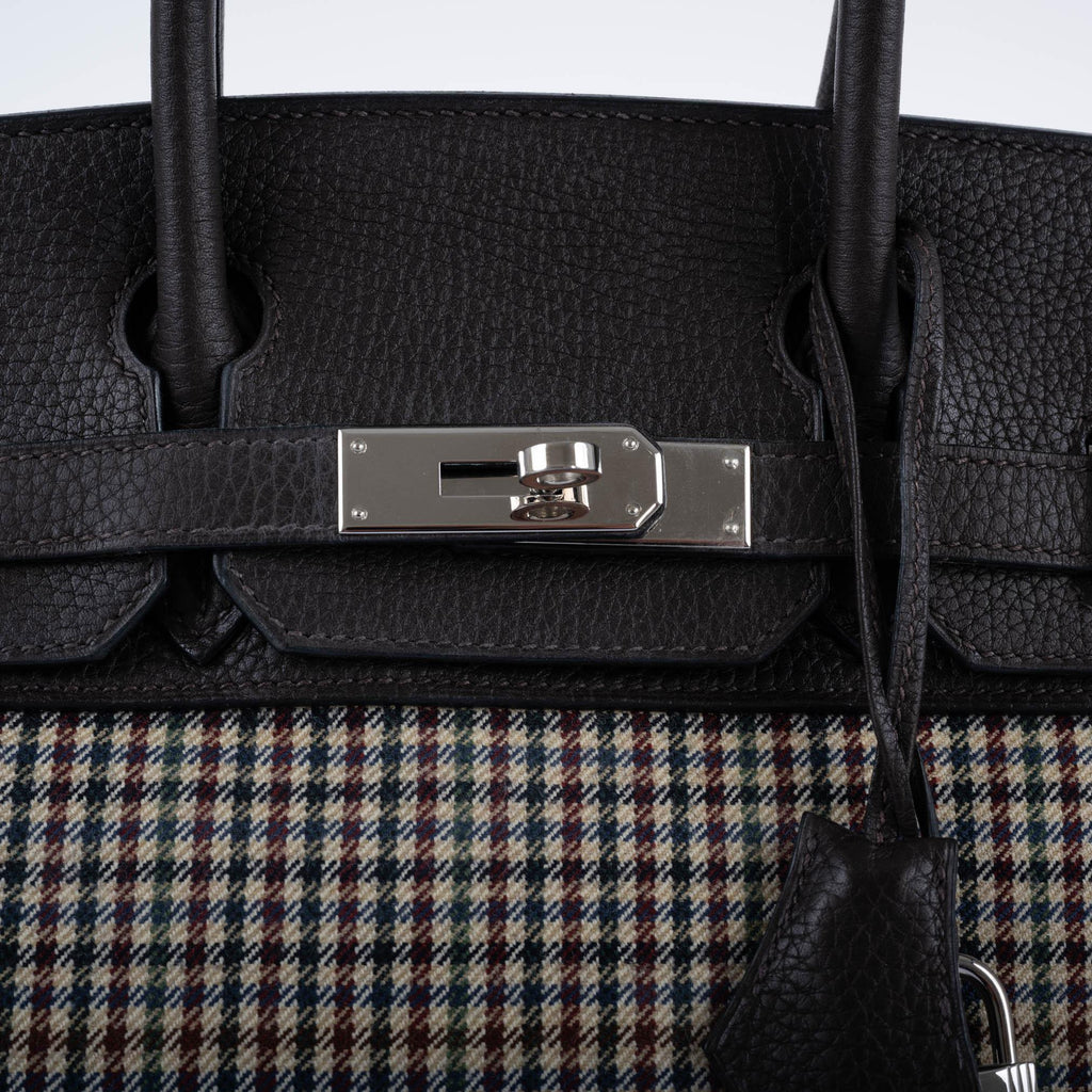 Hermes Birkin 30 Togo And Plaid Wool Lainage Palladium Hardware
