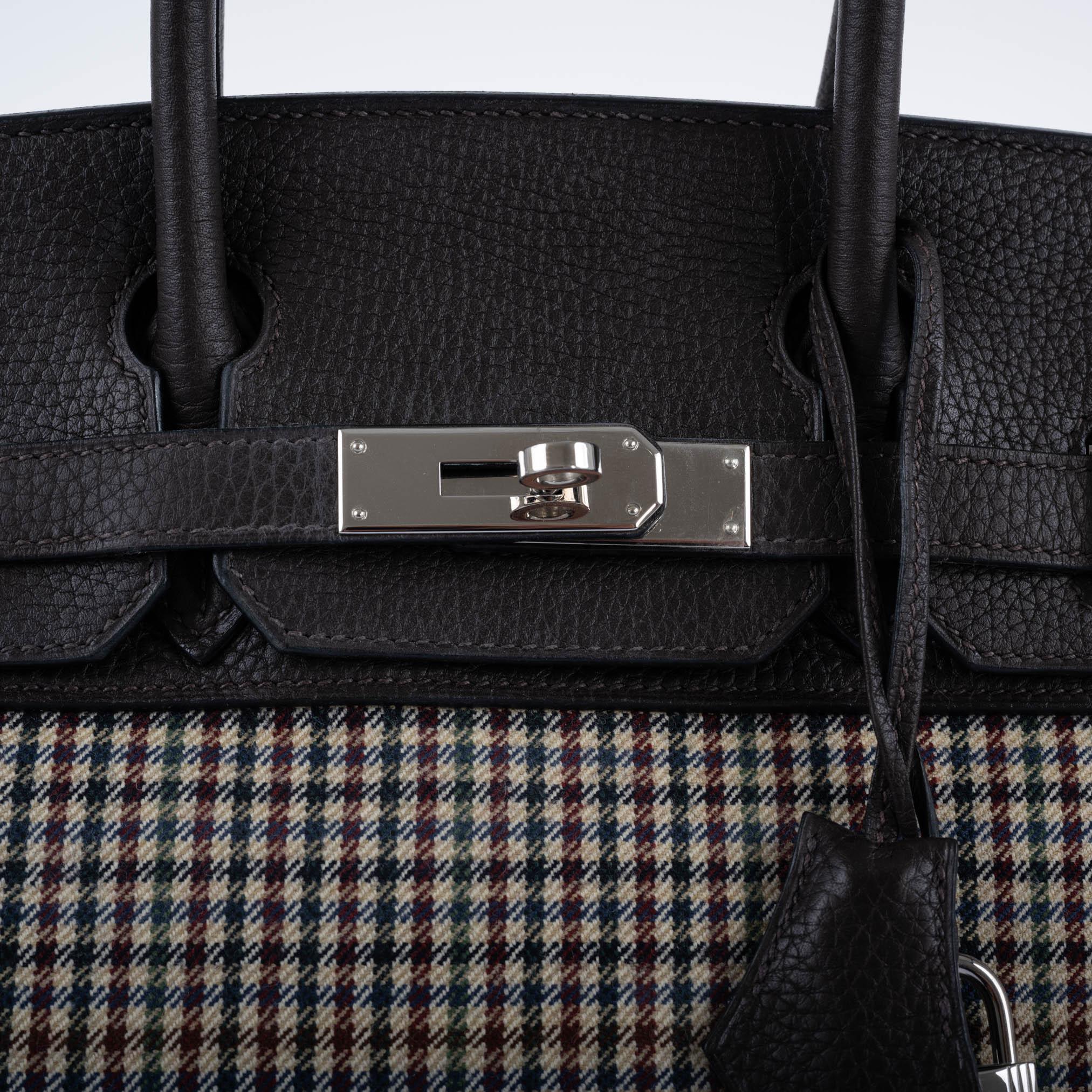 Hermes Birkin 30 Togo And Plaid Wool Lainage Palladium Hardware