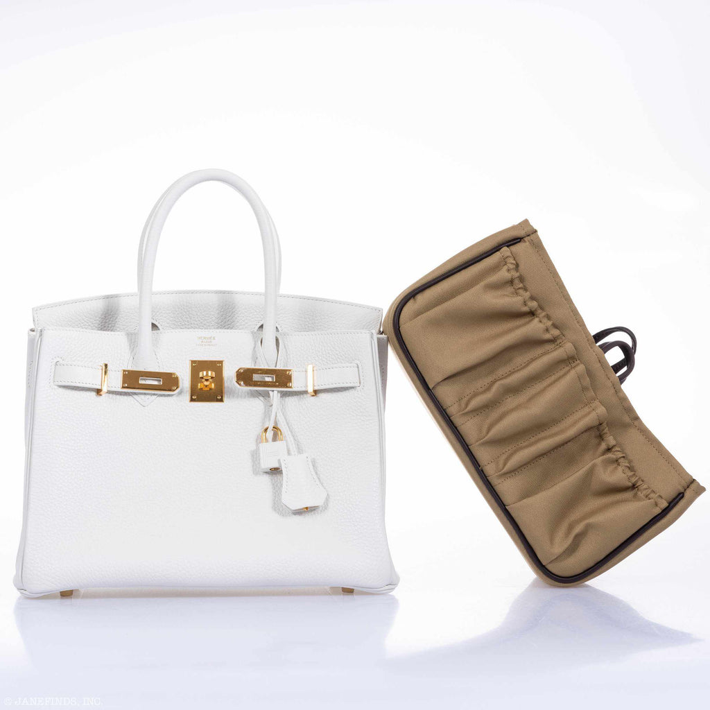 Hermes Birkin 30 White Clemence Gold Hardware