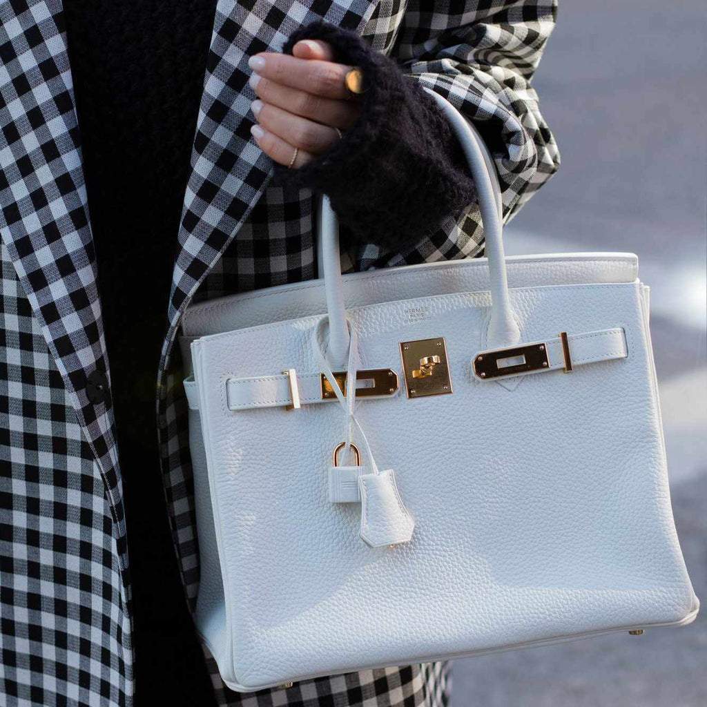 Hermes Birkin 30 White Clemence Gold Hardware