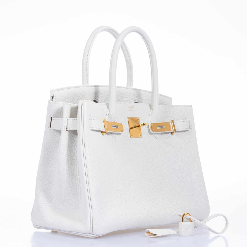 Hermes Birkin 30 White Clemence Gold Hardware