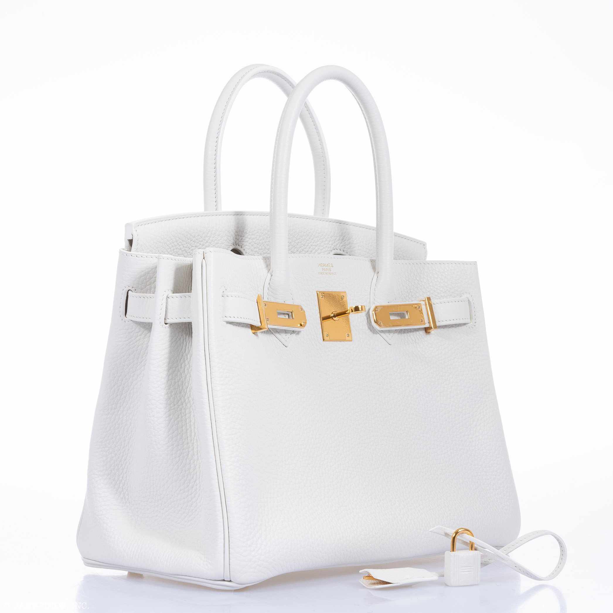 Hermes Birkin 30 White Clemence Gold Hardware