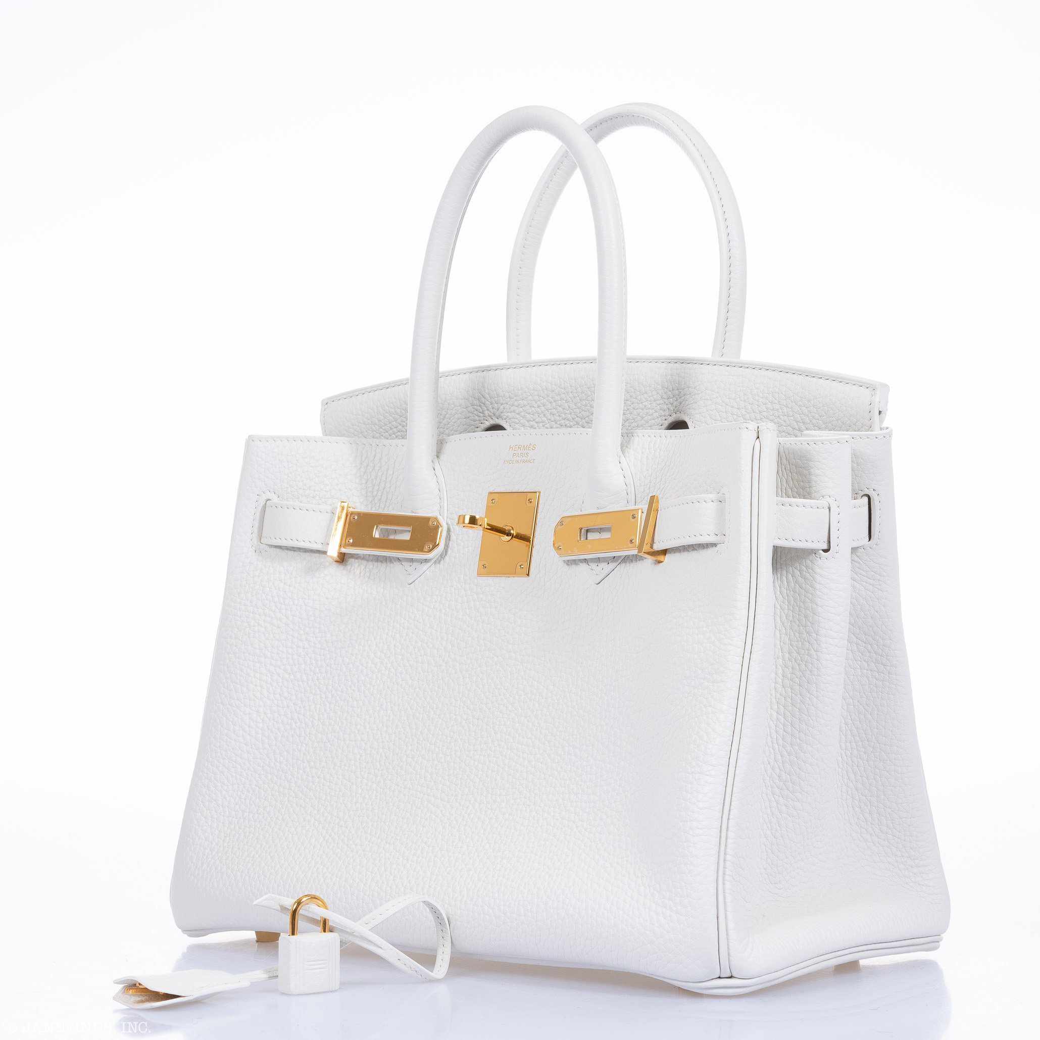 Hermes Birkin 30 White Clemence Gold Hardware
