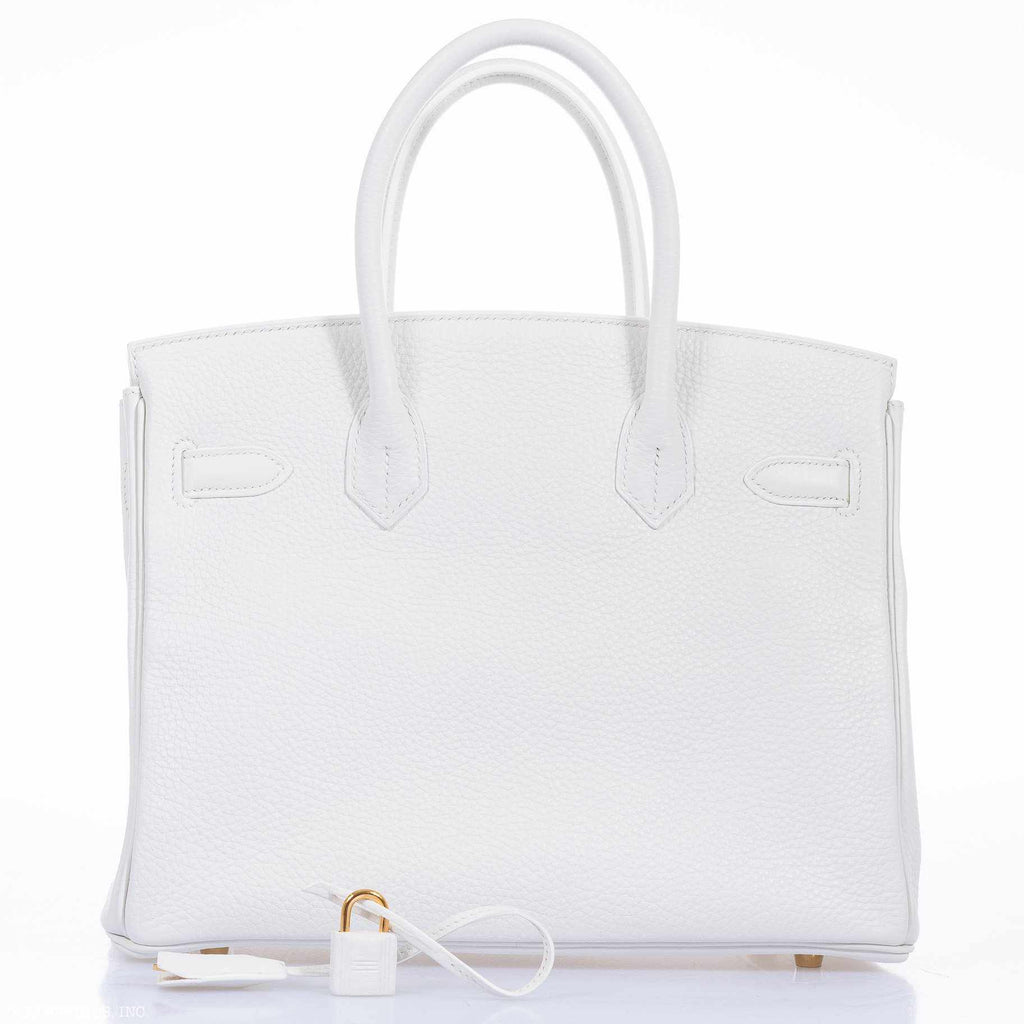 Hermes Birkin 30 White Clemence Gold Hardware