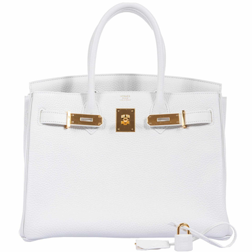 Hermes Birkin 30 White Clemence Gold Hardware