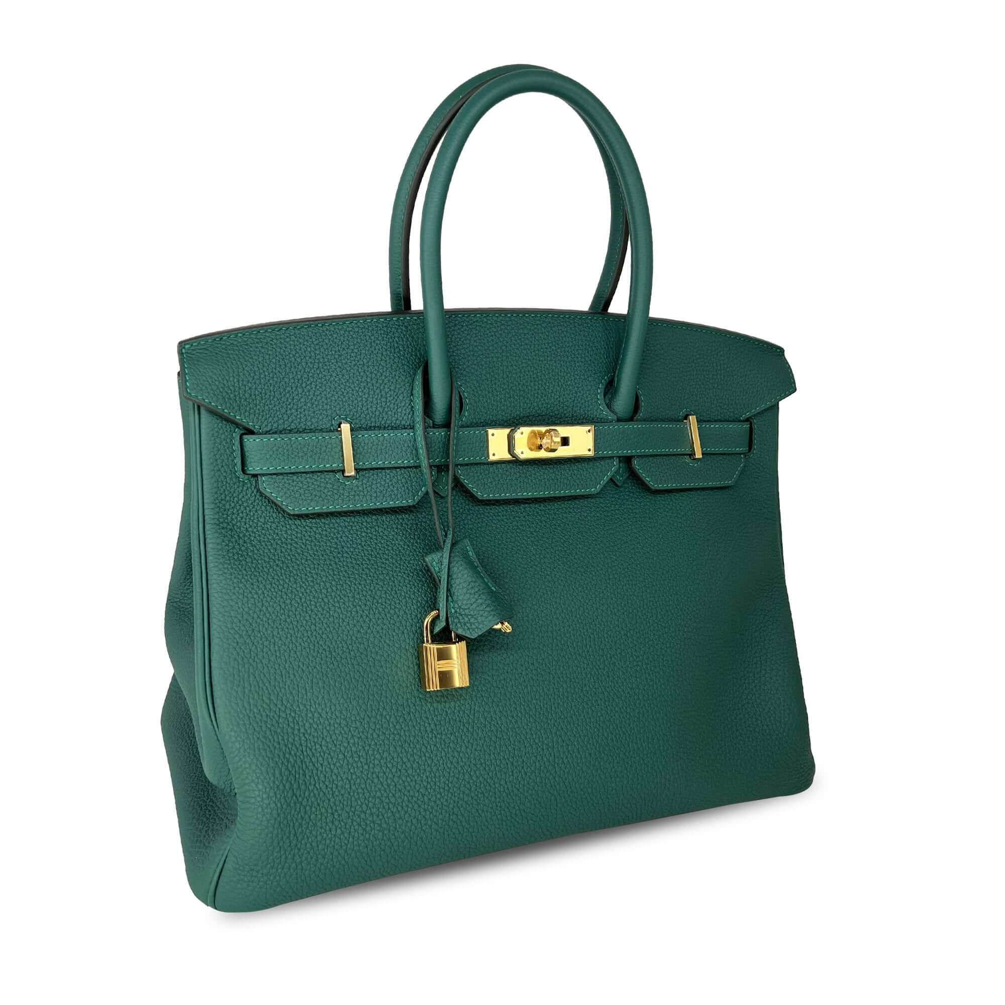 Hermes Birkin Malachite Togo Designer Bag B35 GHW