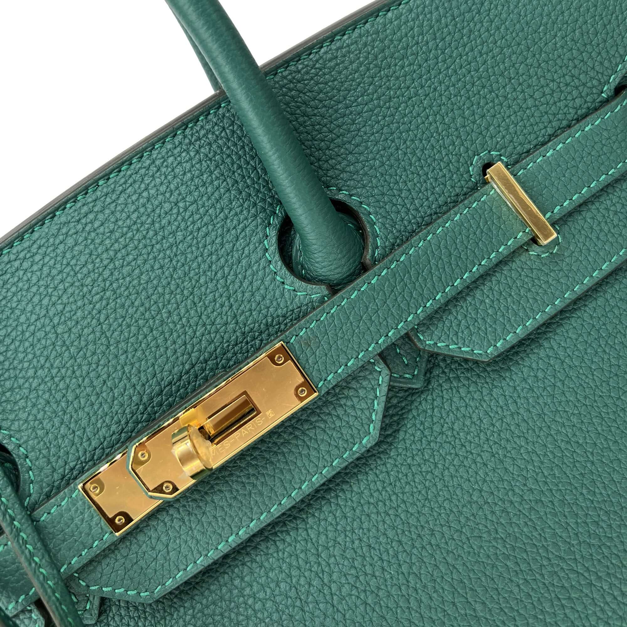 Hermes Birkin Malachite Togo Designer Bag B35 GHW