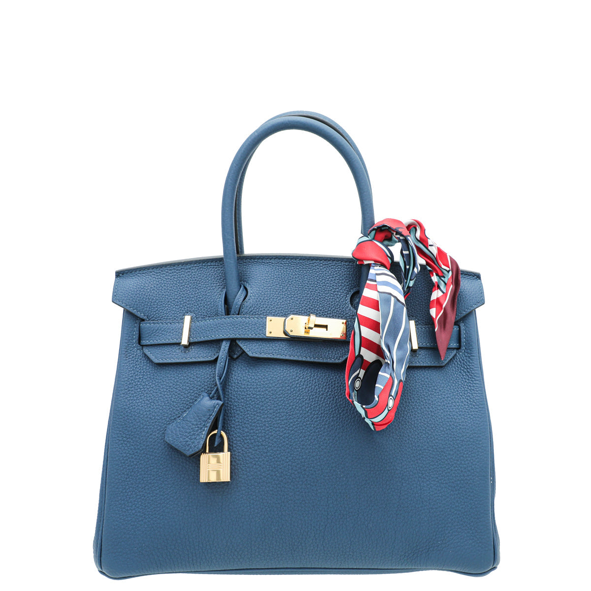 Hermes Blue De Galice Birkin 30 Bag w/Twilly