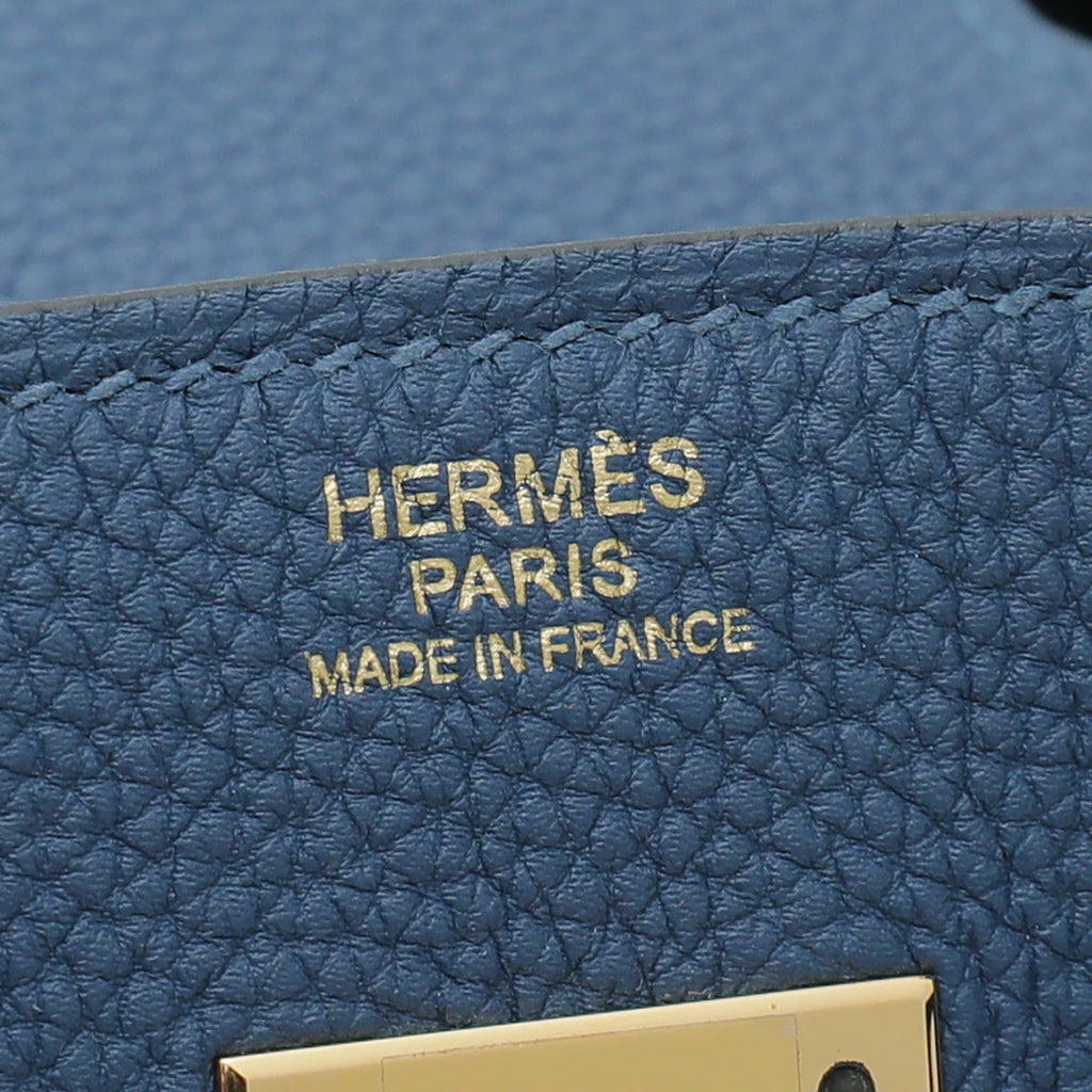 Hermes Blue De Galice Birkin 30 Bag w/Twilly