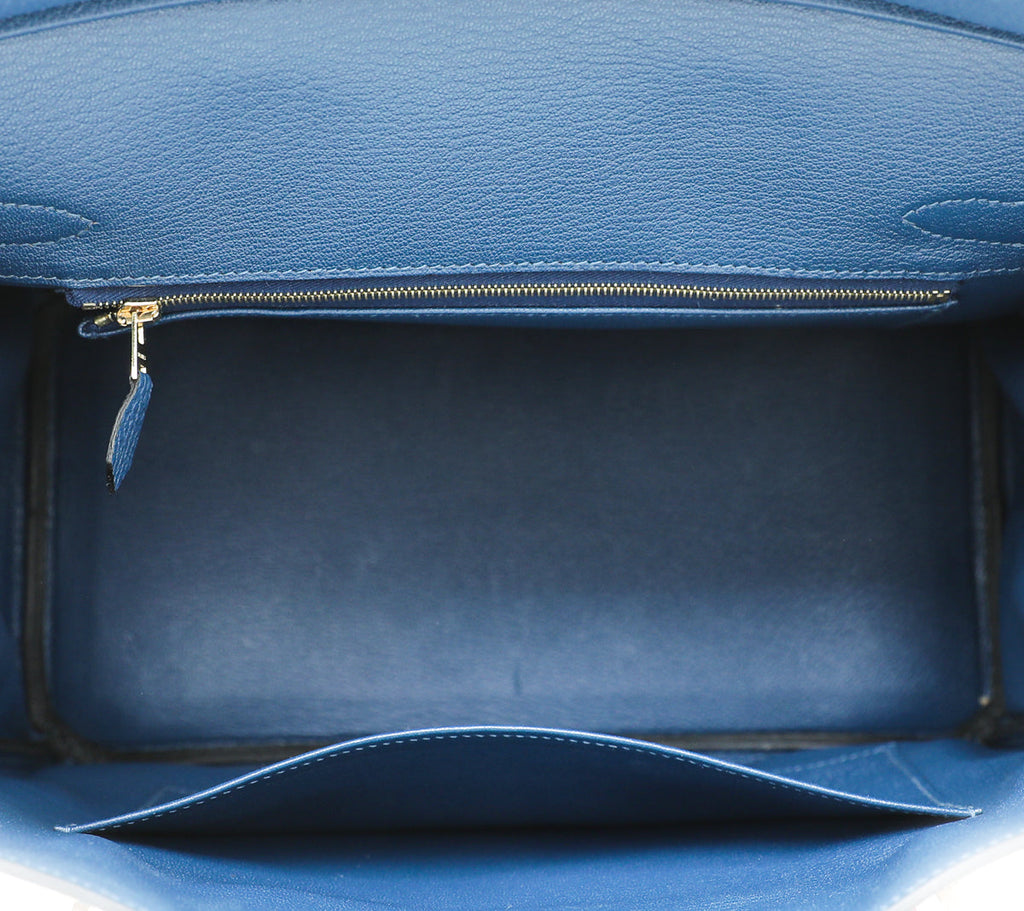 Hermes Blue De Galice Birkin 30 Bag w/Twilly