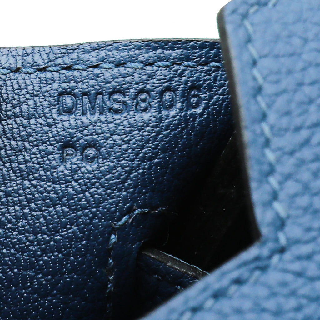 Hermes Blue De Galice Birkin 30 Bag w/Twilly