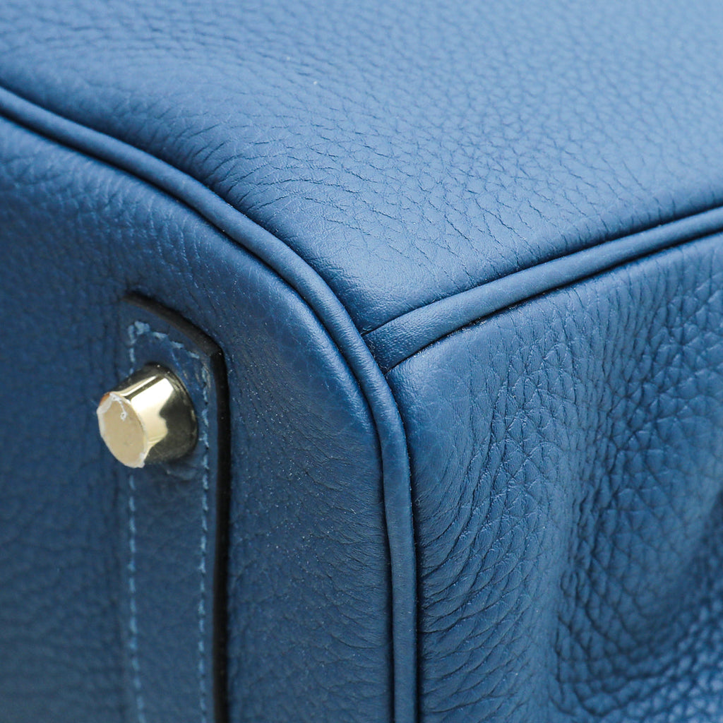 Hermes Blue De Galice Birkin 30 Bag w/Twilly
