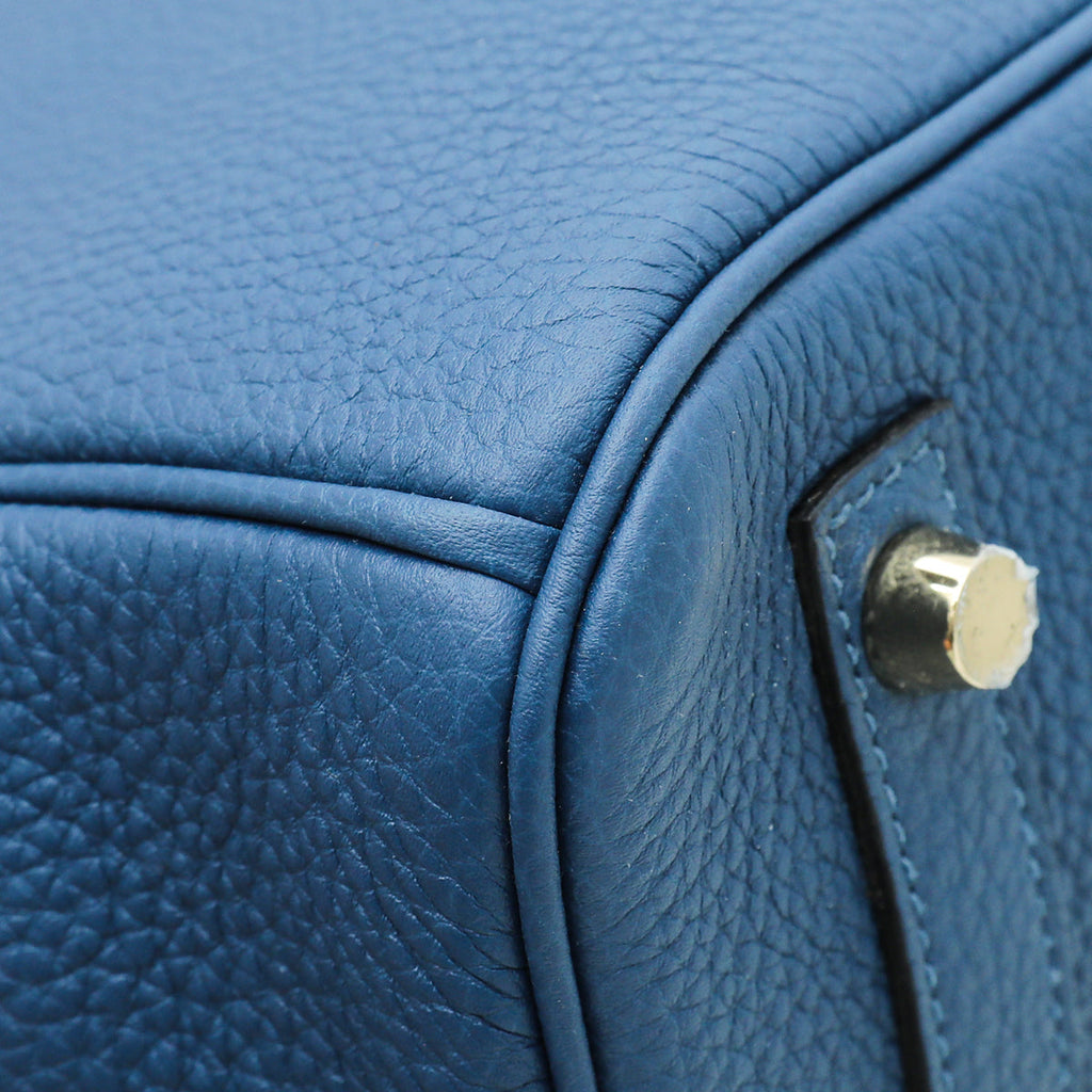 Hermes Blue De Galice Birkin 30 Bag w/Twilly