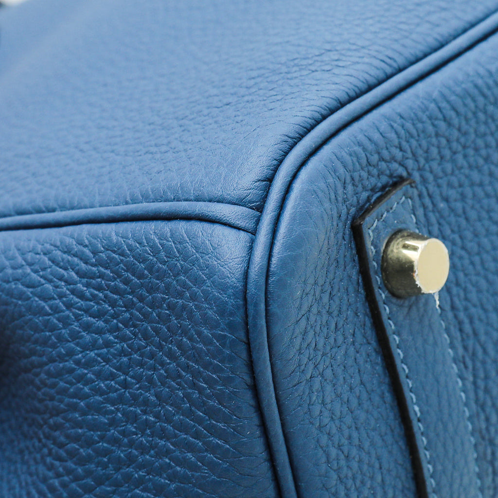Hermes Blue De Galice Birkin 30 Bag w/Twilly