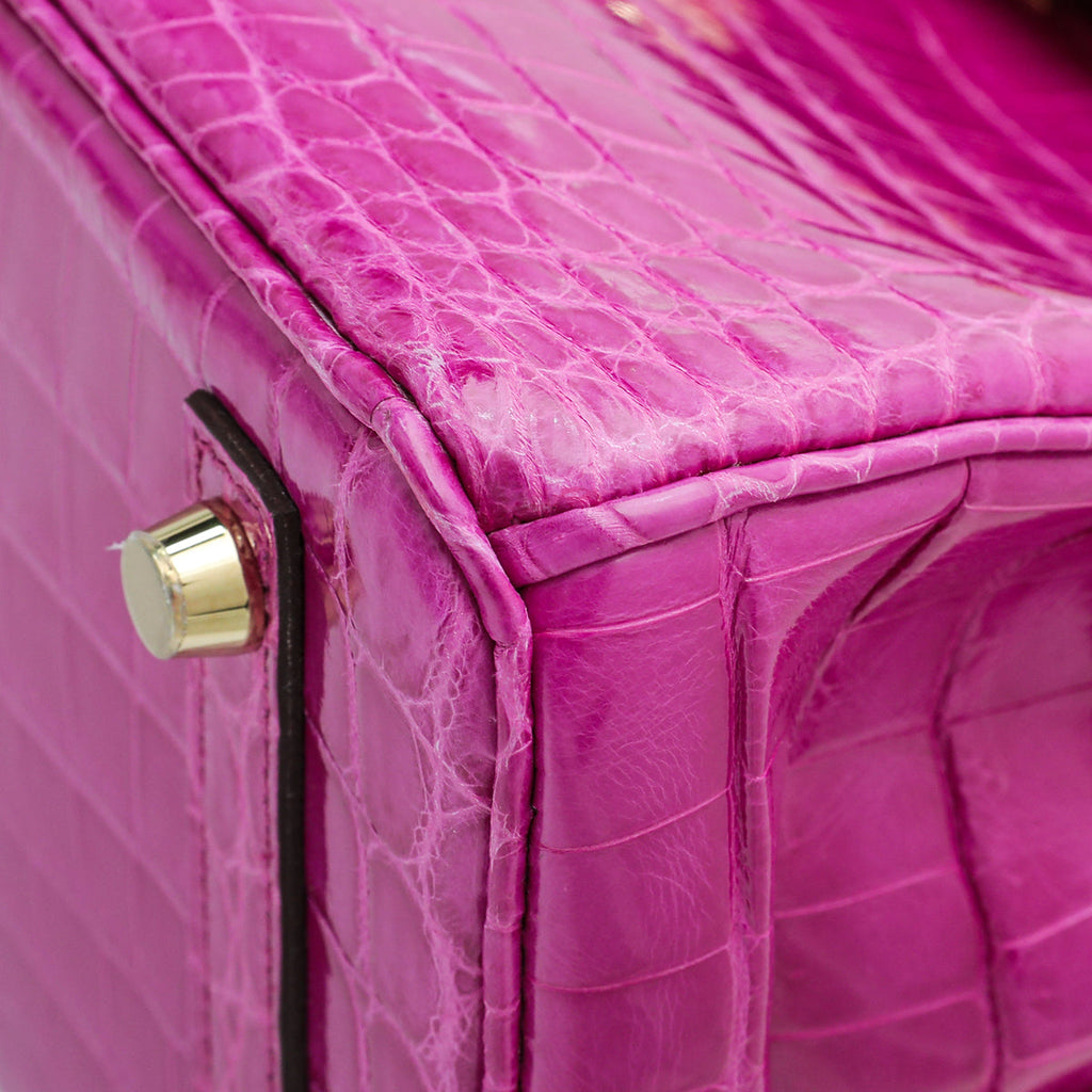 Hermes Rose Scheherazade Shiny Crocodile Niloticus Birkin 25 Bag