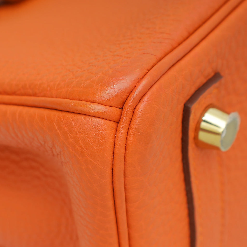 Hermes Orange Retourne Birkin 25 Bag