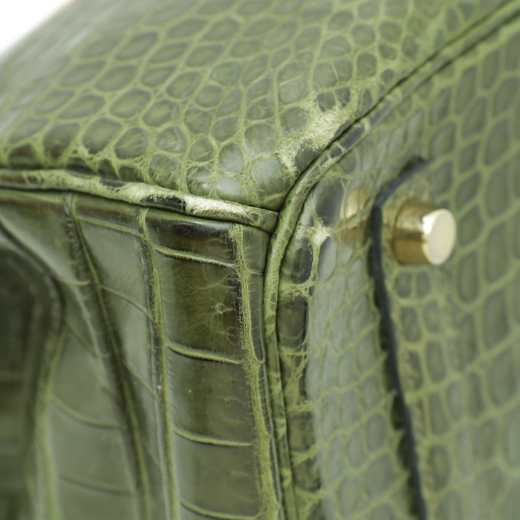 Hermes Vert Veronese Matte Crocodile Porosus Birkin 35 Bag