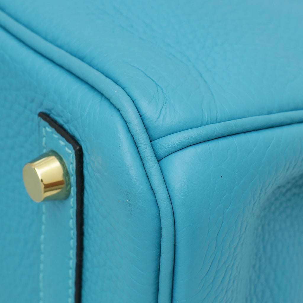 Hermes Turquoise Retourne Birkin 30 Bag