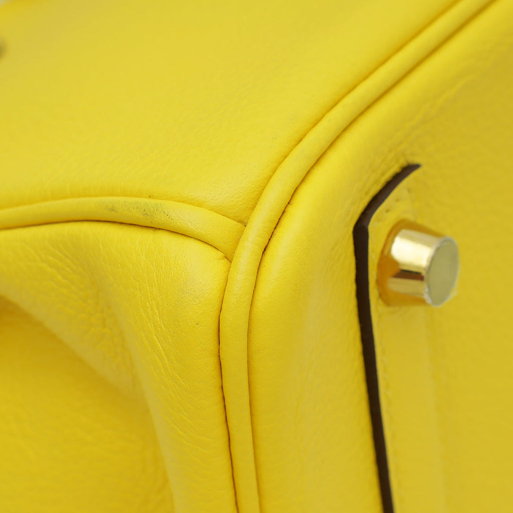 Hermes Jaune De Naples Retourne Birkin 25 Bag