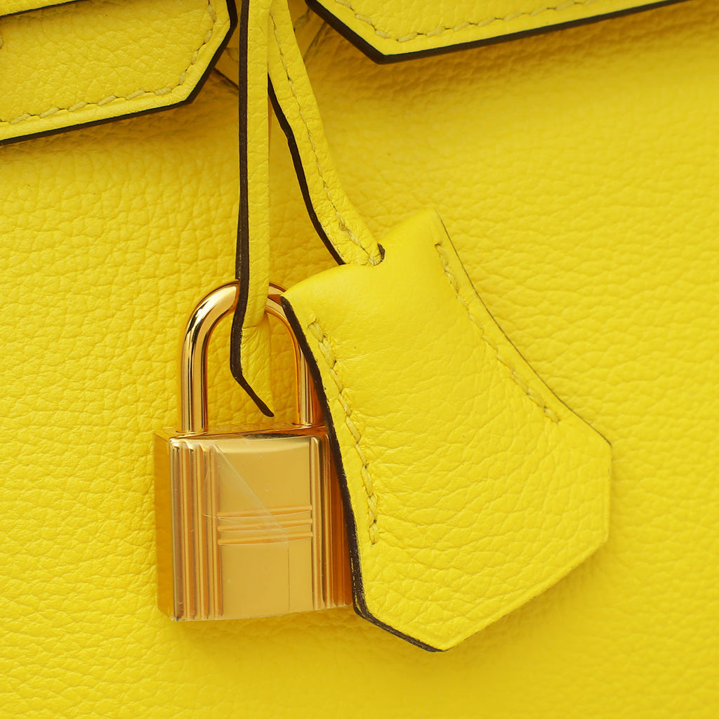 Hermes Jaune De Naples Retourne Birkin 25 Bag