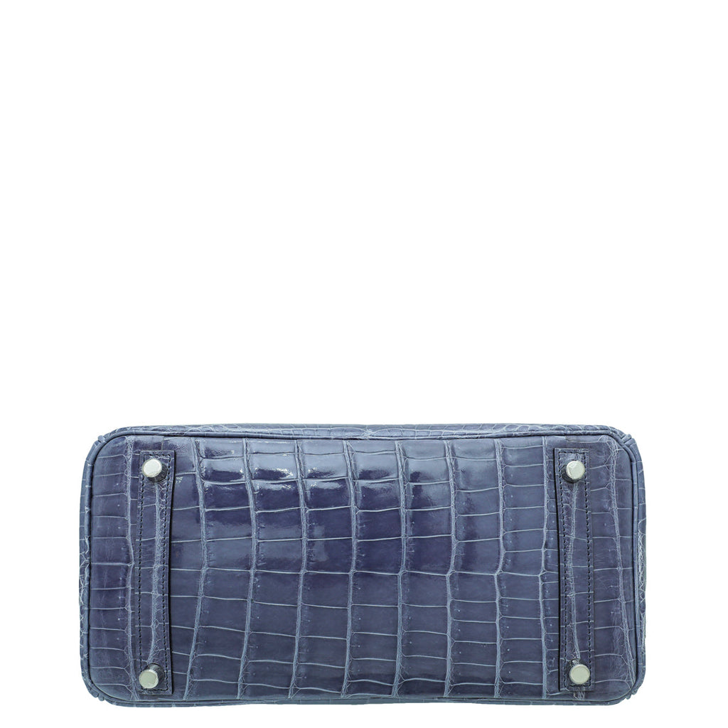 Hermes Bleu Brighton Shiny Niloticus Crocodile Birkin 30 Bag