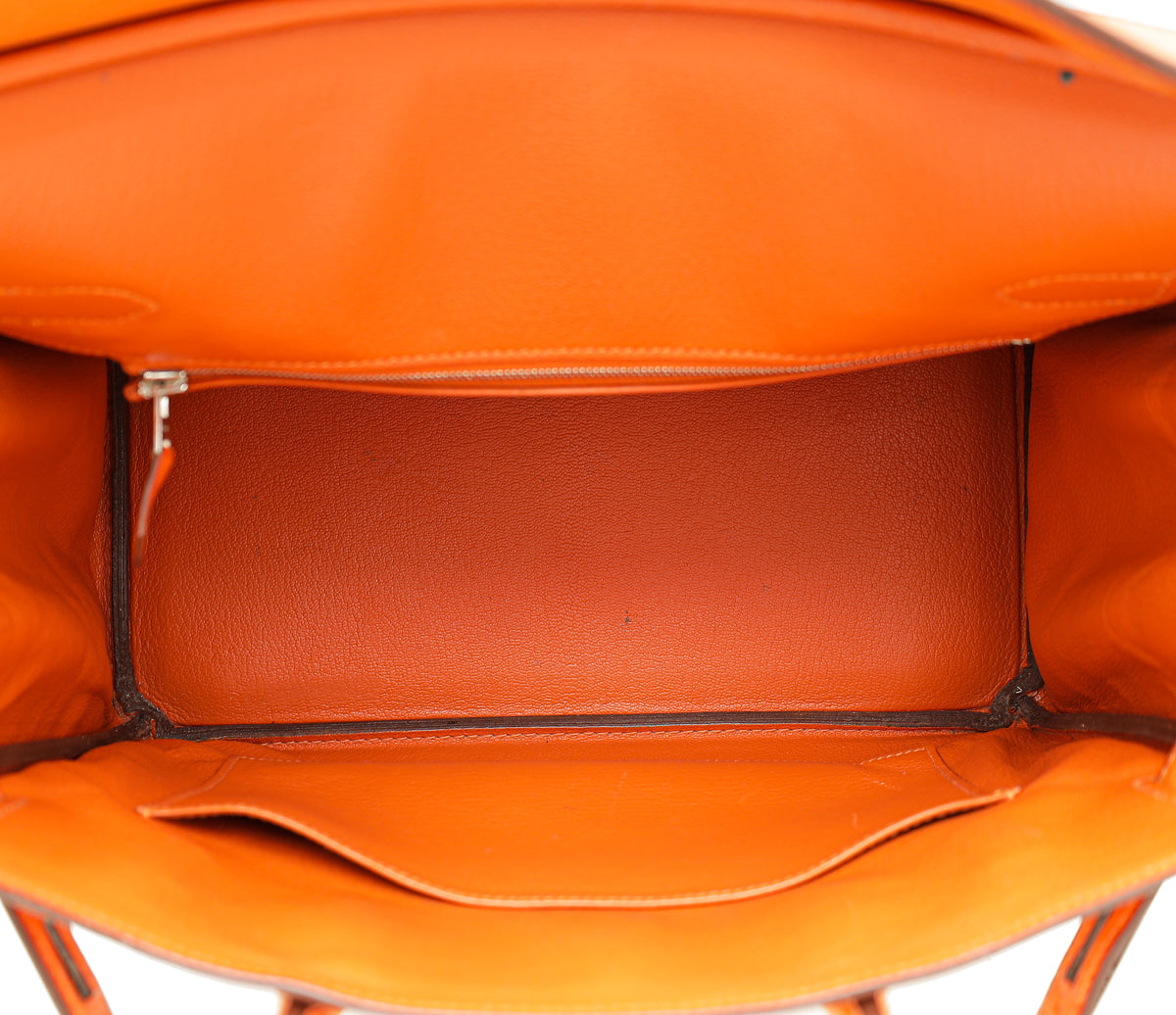 Hermes Tangerine Ostrich Birkin 30 Bag