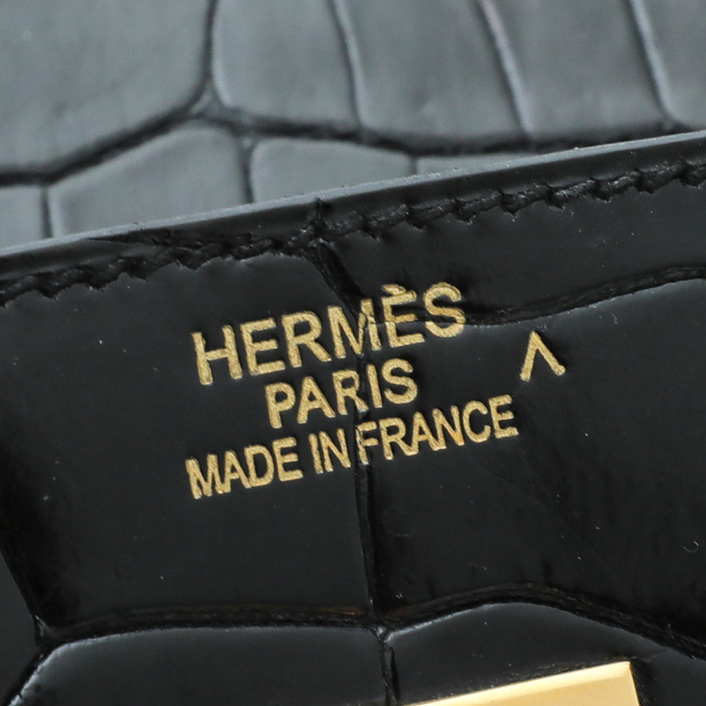 Hermes Noir Crocodile Porosus Birkin 35 Bag