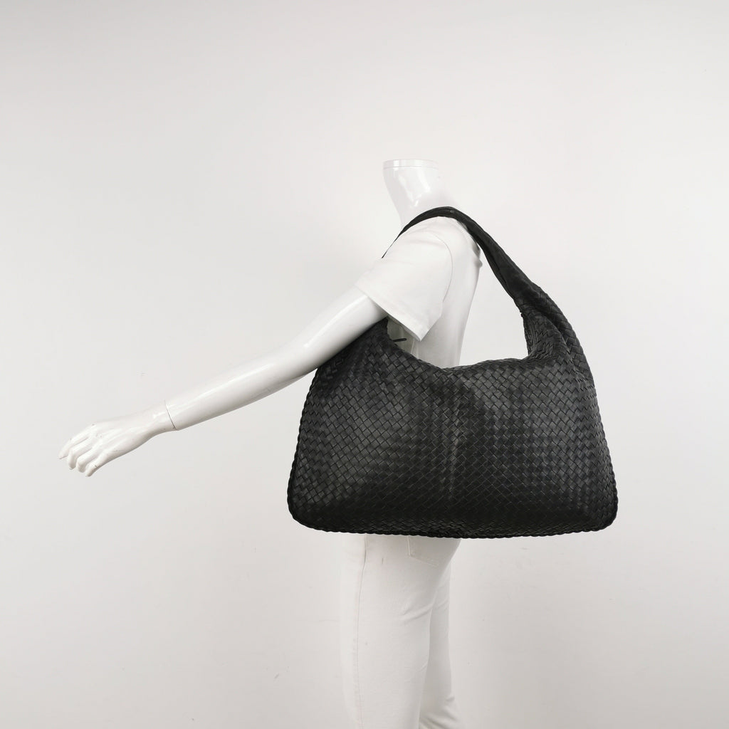 Bottega Veneta Veneta Hobo Maxi Black Leather 51cm