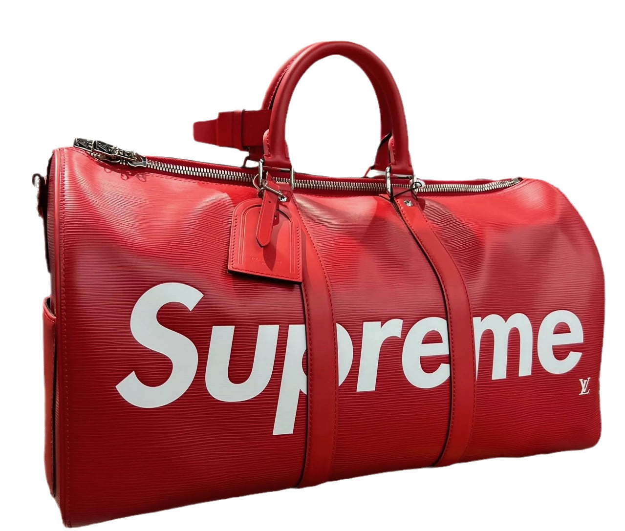 Sold Louis Vuitton x Supreme Keepall Bandouliere Size 45 Red Epi Leather Supreme